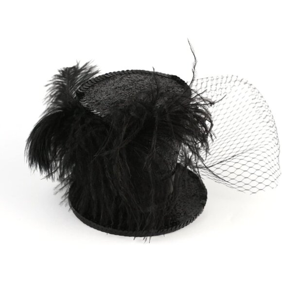 Mini Top Hat Headband Fascinator - Black-4